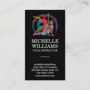 Yoga Posen Farbige Illustrationen Visitenkarte