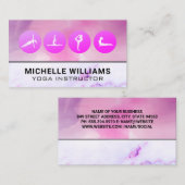 Yoga-Posen | Hintergrund für Wasserfarbenmarmor Visitenkarte (Vorne/Hinten)