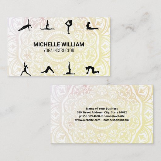 Yoga-Posen | Mandala Pattern Visitenkarte (Vorne/Hinten)