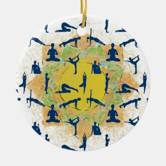Yoga-Posen mit Zeichnend Lotus-Blume Keramik Ornament (Vorne)