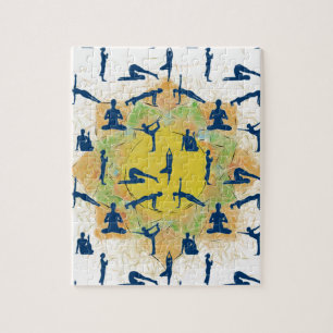 Yoga-Posen mit Zeichnend Lotus-Blume Puzzle