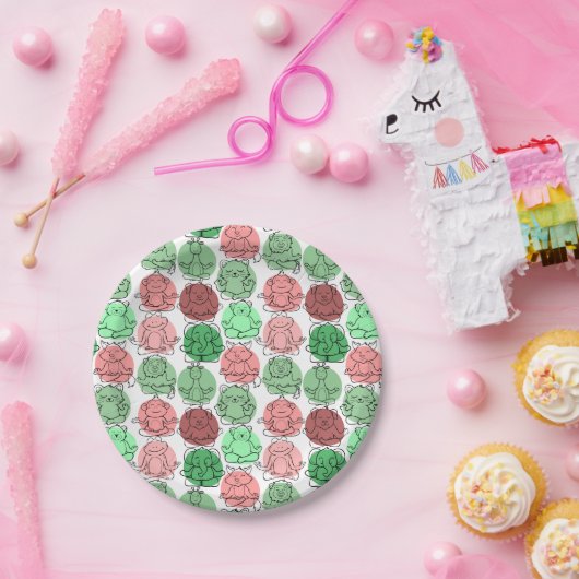 Yoga-Posen-Muster | Yoga-nahtloses Muster 18 Pappteller (Party)