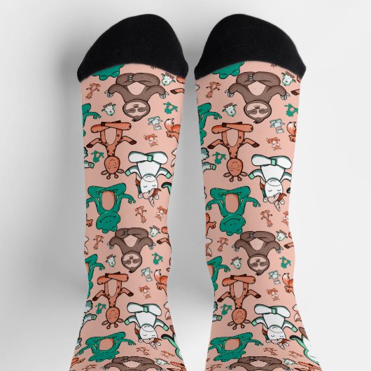 Yoga-Posen-Muster | Yoga-nahtloses Muster 54 Post Socken (Oben)