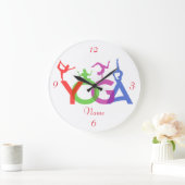 Yoga Posen Silhouetten Thunder_Cove Große Wanduhr (Zuhause)