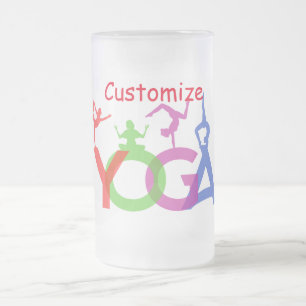 Yoga Posen Silhouetten Thunder_Cove Mattglas Bierglas