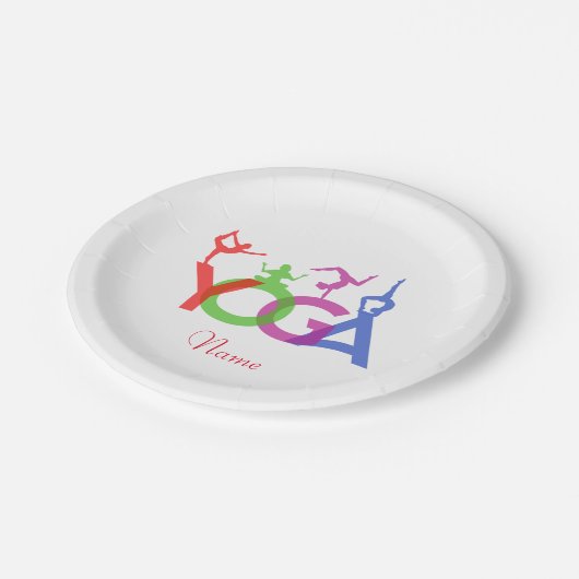 Yoga Posen Silhouetten Thunder_Cove Pappteller (Schrägansicht)