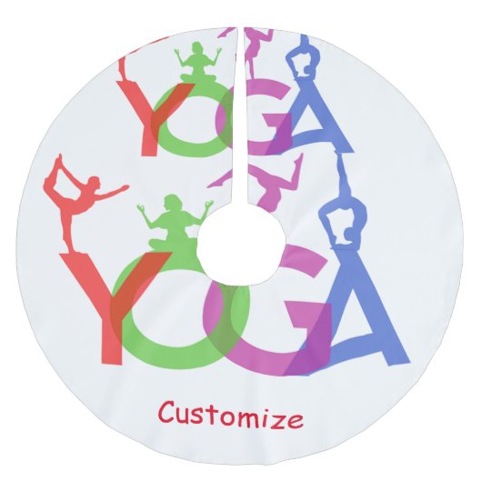 Yoga Posen Silhouetten Thunder_Cove Polyester Weihnachtsbaumdecke (Vorderseite)