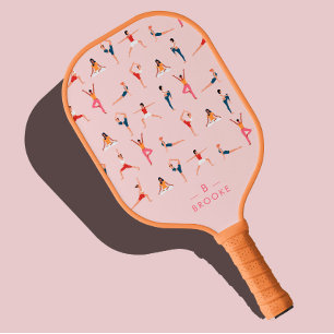 Yoga Posen Spaß & Niedlich Rosa Personalisiert Pickleball Schläger