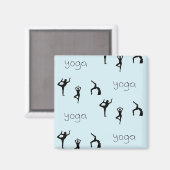Yoga-Posen und Textmuster auf blau Magnet (Vorderseite/Rückseite)
