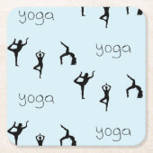 Yoga-Posen und Textmuster auf blau Rechteckiger Pappuntersetzer (Vorderseite)
