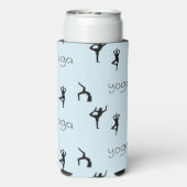 Yoga-Posen und Textmuster auf blau Selters Dosenkühler (Seltzer Rückseite)