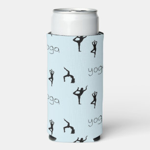 Yoga-Posen und Textmuster auf blau Selters Dosenkühler