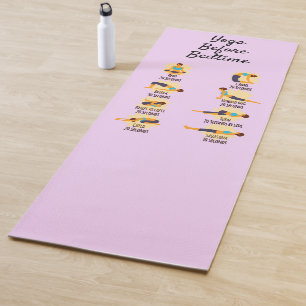 Yoga-Posen vor routinemäßigen Posen mit Zeiten Yogamatte