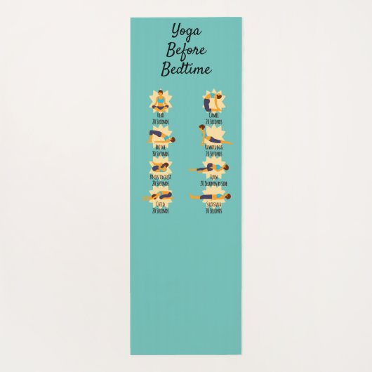 Yoga-Posen vor routinemäßigen Posen mit Zeiten Yogamatte (Rückseite)