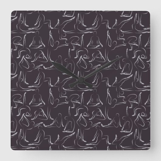 Yoga poses pattern | Yoga seamless pattern 15 Quadratische Wanduhr (Vorderseite)