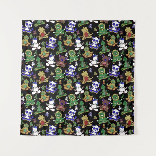 Yoga poses pattern | Yoga seamless pattern 45 Wandteppich (Vorderseite)