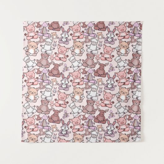 Yoga poses pattern | Yoga seamless pattern 48 Wandteppich (Vorderseite)