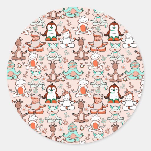 Yoga poses pattern | Yoga seamless pattern 51 Runder Aufkleber (Vorderseite)