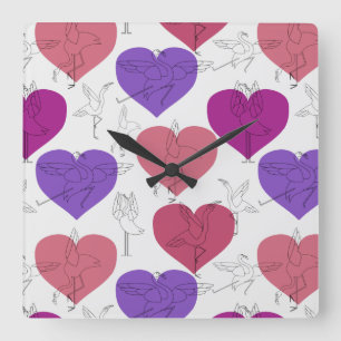 Yoga-Poses Yoga seamless pattern 2 Quadratische Wanduhr