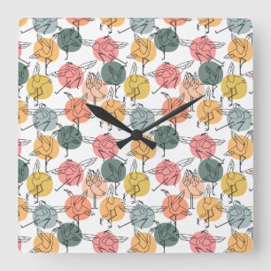 Yoga-Poses Yoga seamless pattern 37 Quadratische Wanduhr