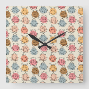 Yoga-Poses Yoga seamless pattern 42 Quadratische Wanduhr