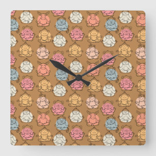 Yoga-Poses Yoga seamless pattern 43 Quadratische Wanduhr