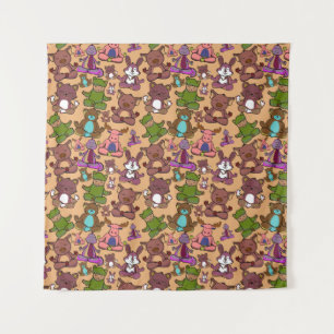 Yoga-Poses Yoga seamless pattern 50 Wandteppich