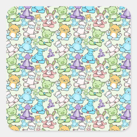 Yoga-Poses Yoga seamless pattern 63 Quadratischer Aufkleber (Vorderseite)