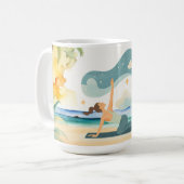 Yoga-Position am Strand Kaffeetasse (Vorderseite Links)