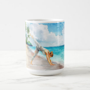 Yoga-Position am Strand  Kaffeetasse