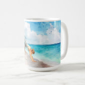 Yoga-Position am Strand Kaffeetasse (VorderseiteRechts)
