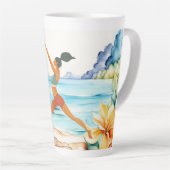 Yoga-Position am Strand  Milchtasse (Rechte Ecke)
