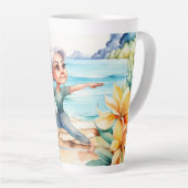 Yoga-Position am Strand  Milchtasse (Rechte Ecke)