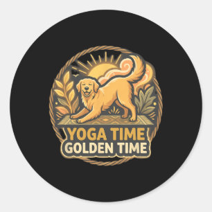 Yoga-Position Golden Retriever Yoga Runder Aufkleber