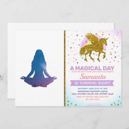 Yoga praktizierende Frau - Farbe für Hintergrund a Einladung (Vorne/Hinten)