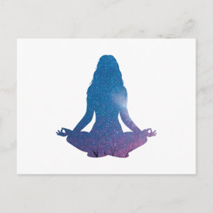 Yoga praktizierende Frau - Farbe für Hintergrund a Postkarte