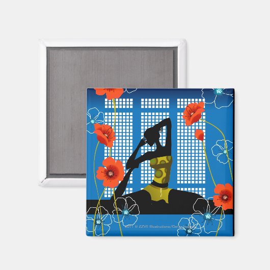 Yoga praktizierende Frau Magnet (Vorderseite/Rückseite)