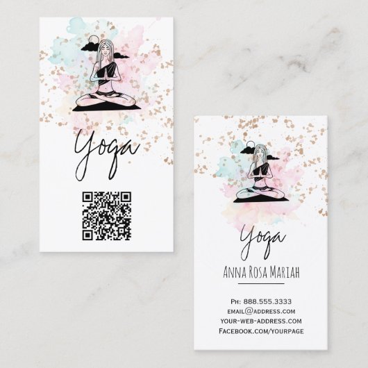 *~*Yoga QR AP33 Rainbow Spirituelle Cloud Visitenkarte (Vorne/Hinten)