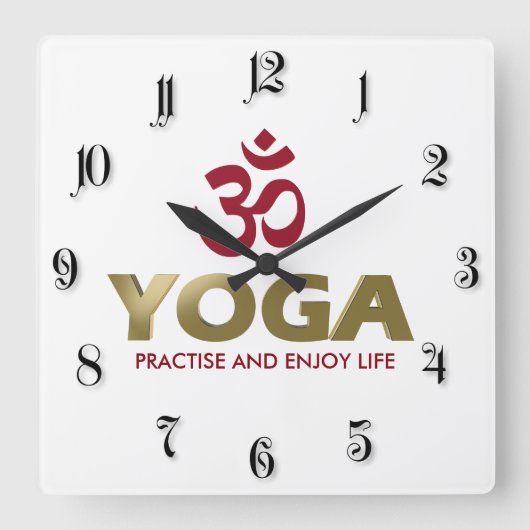 Yoga Quadratische Wanduhr (Vorderseite)