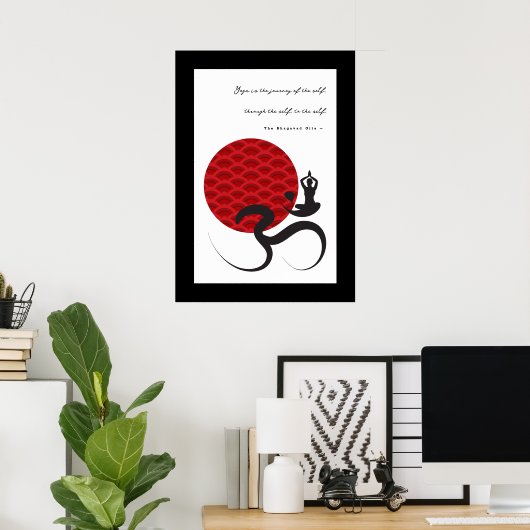 Yoga & Red Sun Om Ohm Symbol Spirituelles Poster (Heimbüro)