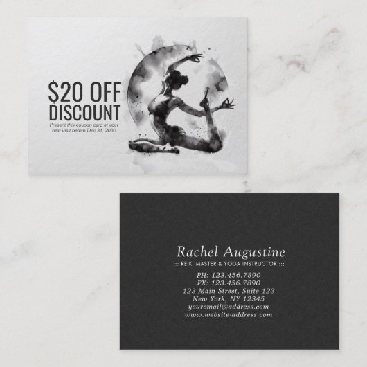 Yoga Reiki Einbeinige Königtaube-Pose Rabattkarte (Vorne/Hinten)