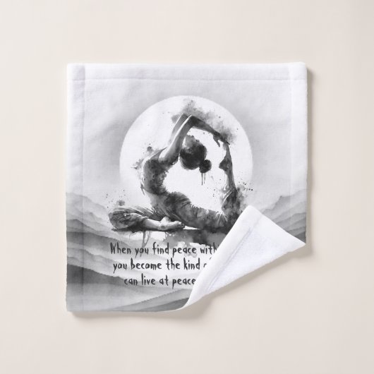 Yoga Reiki Einbeinige Königtaube Pose Wasserfarbe Badhandtuch Set (Waschlappen)