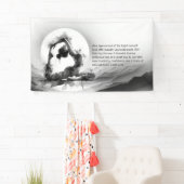 Yoga Reiki Einbeinige Königtaube Pose Wasserfarbe Banner (Insitu)