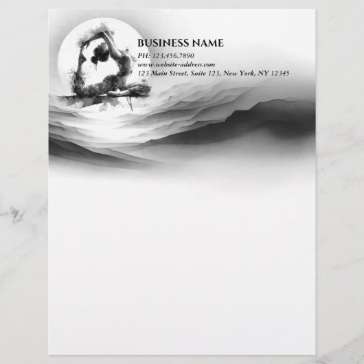 Yoga Reiki Einbeinige Königtaube Pose Wasserfarbe Briefbogen (Vorderseite)