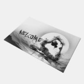 Yoga Reiki Einbeinige Königtaube Pose Wasserfarbe Fußmatte (Schrägansicht)