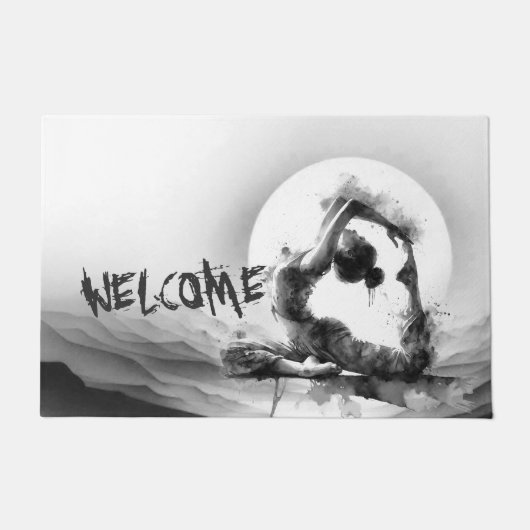 Yoga Reiki Einbeinige Königtaube Pose Wasserfarbe Fußmatte (Vorderseite)