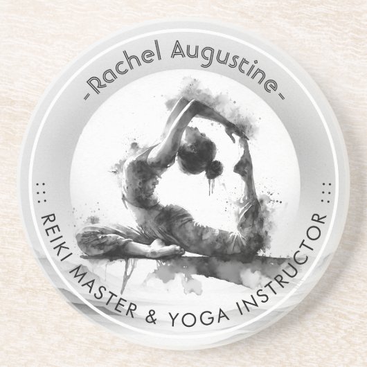 Yoga Reiki Einbeinige Königtaube Pose Wasserfarbe Getränkeuntersetzer (Vorne)