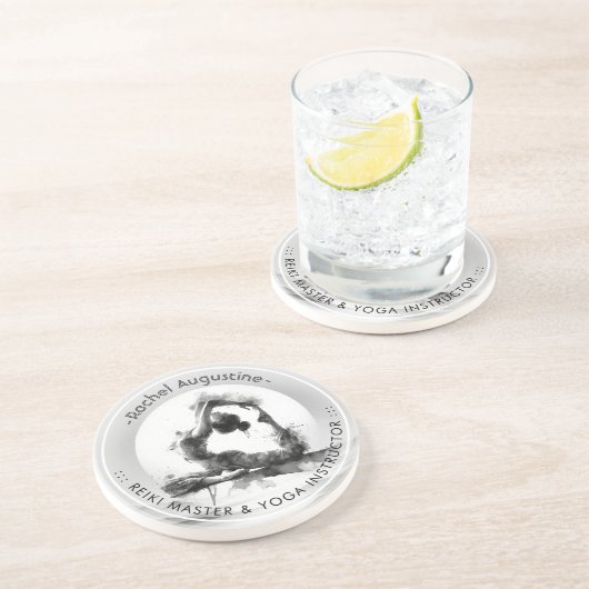 Yoga Reiki Einbeinige Königtaube Pose Wasserfarbe Getränkeuntersetzer (Seite)