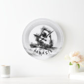 Yoga Reiki Einbeinige Königtaube Pose Wasserfarbe Große Wanduhr (Zuhause)