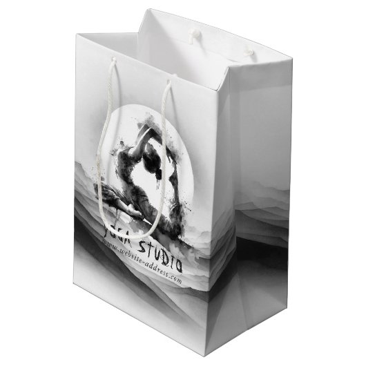 Yoga Reiki Einbeinige Königtaube Pose Wasserfarbe Mittlere Geschenktüte (Rückseite Schrägansicht)